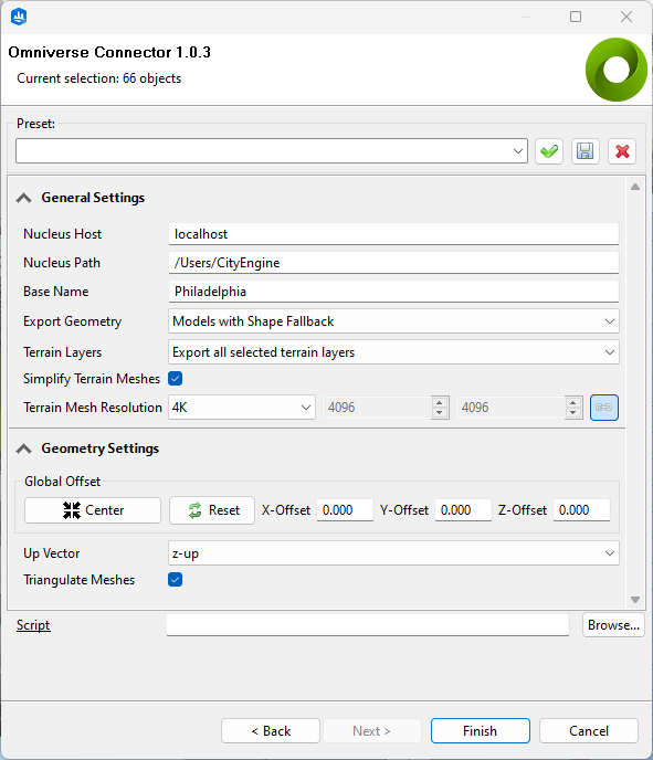 export options